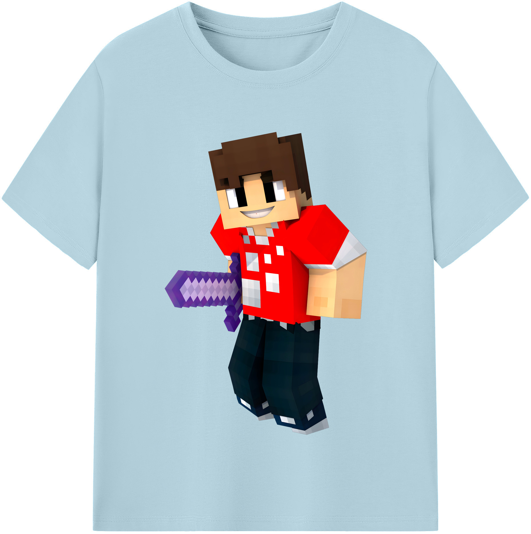 （画像用） マインクラフト ブロックの世界 Minecraft MC Block world 綿100％半袖Tシャツ（フロントプリント）